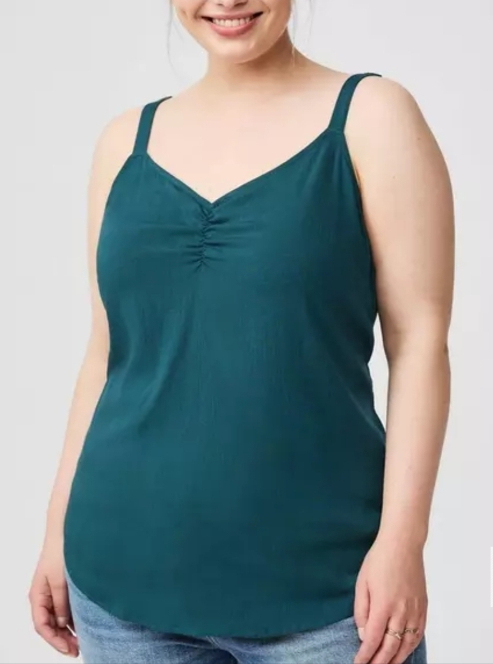Torrid Ava Ruched V-Neck Cami Tank Top Deep Teal